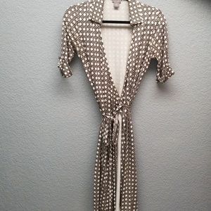 Brown and creme Petite wrap dress